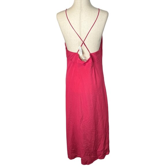 Madewell $158 Layton Midi Slip Dress Rosy Hibiscus Size 12 NK419 - Picture 4 of 8